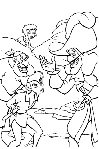 Captain Hook And Peter Pan  Coloring Page